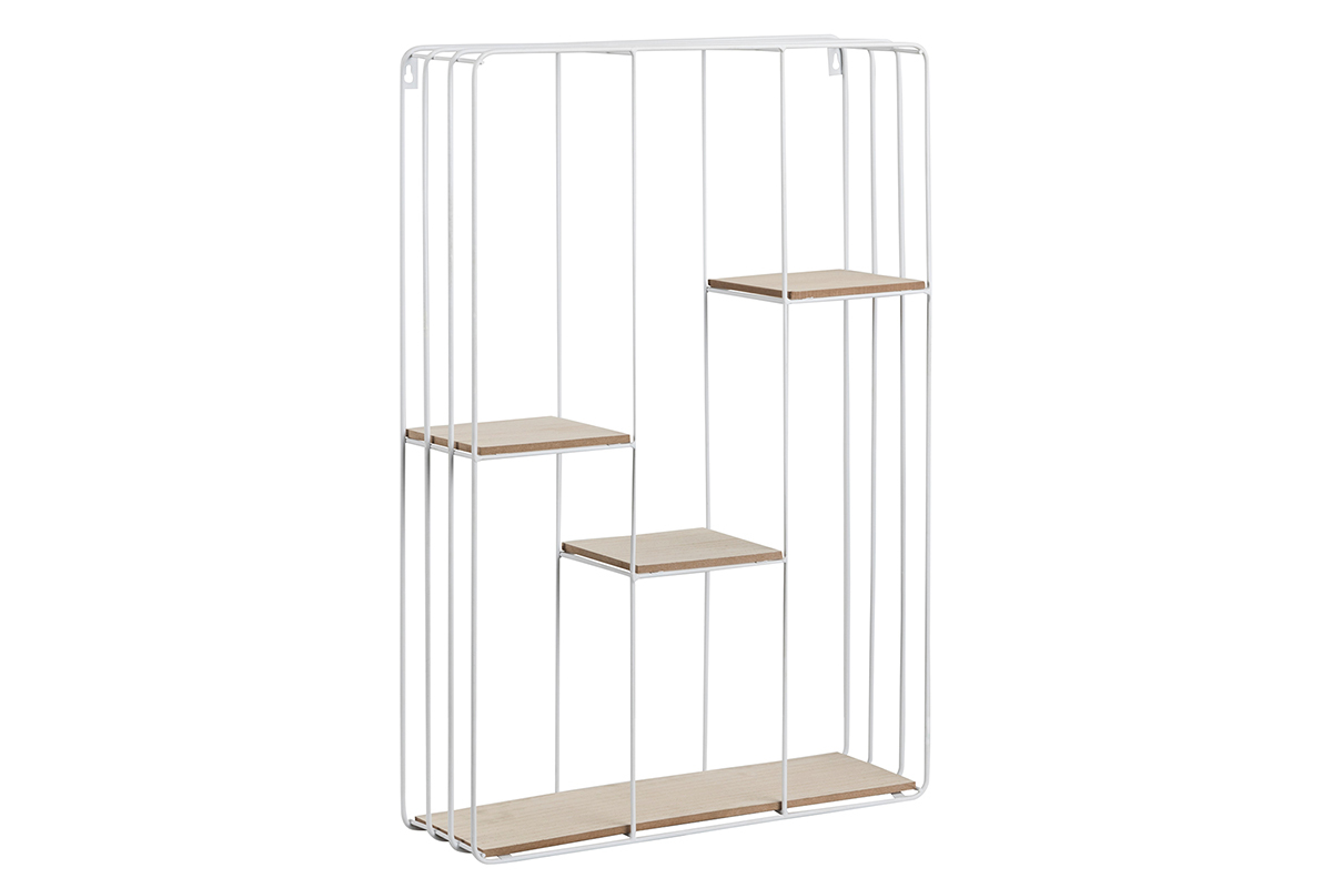 Etag�re murale design m�tal blanc et bois SLICE
