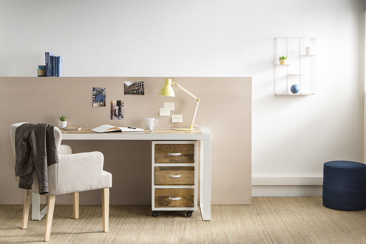 Etag�re murale design m�tal blanc et bois SLICE