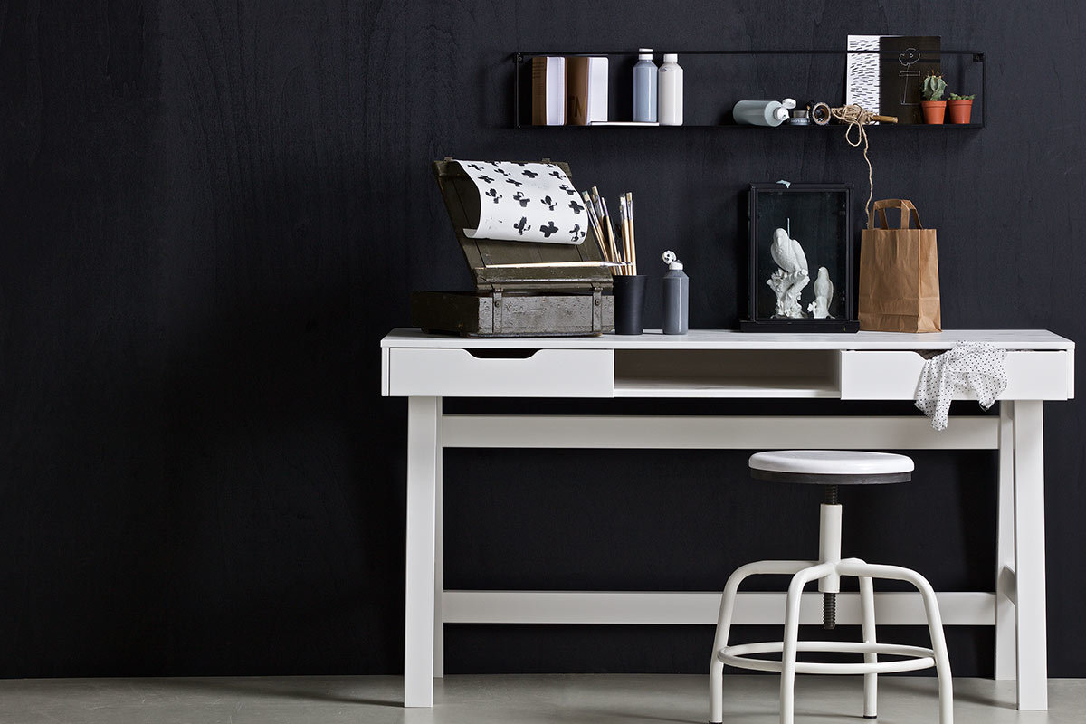 Etag�re murale design m�tal noir 100 cm GLENN