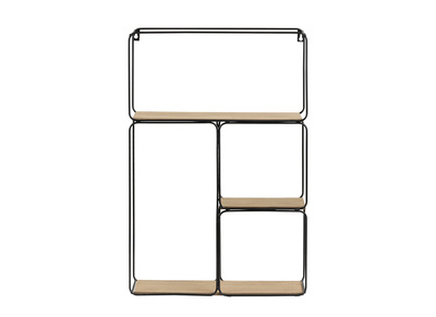 Etag&egrave;re murale design m&eacute;tal noir et bois BRICK