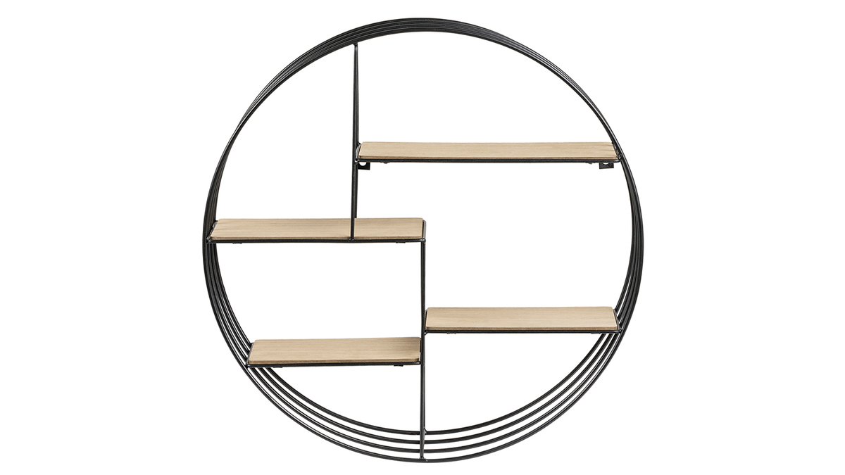 Etagère murale design ronde bois et métal ENSO - Miliboo