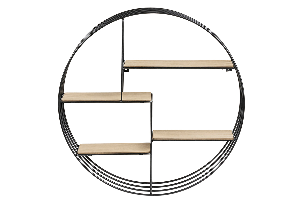 Etagere Murale Design Ronde Bois Et Metal Enso Miliboo
