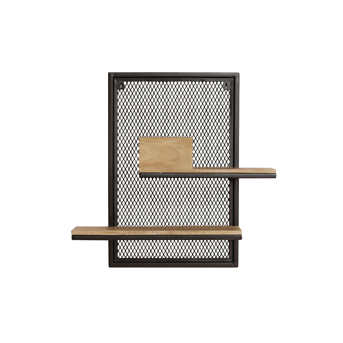 Etagère murale double en bois manguier massif et métal noir L40 cm RACK Etagère murale double en bois manguier massif et métal noir L40 cm RACK