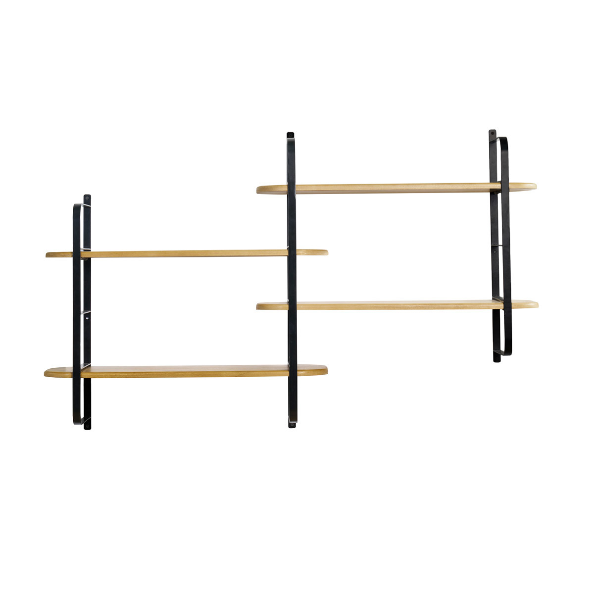 Étagère murale en bois manguier massif et métal noir L122 cm AKINA Étagère murale en bois manguier massif et métal noir L122 cm AKINA