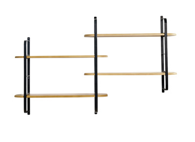 Étagère murale en bois manguier massif et métal noir L122 cm AKINA