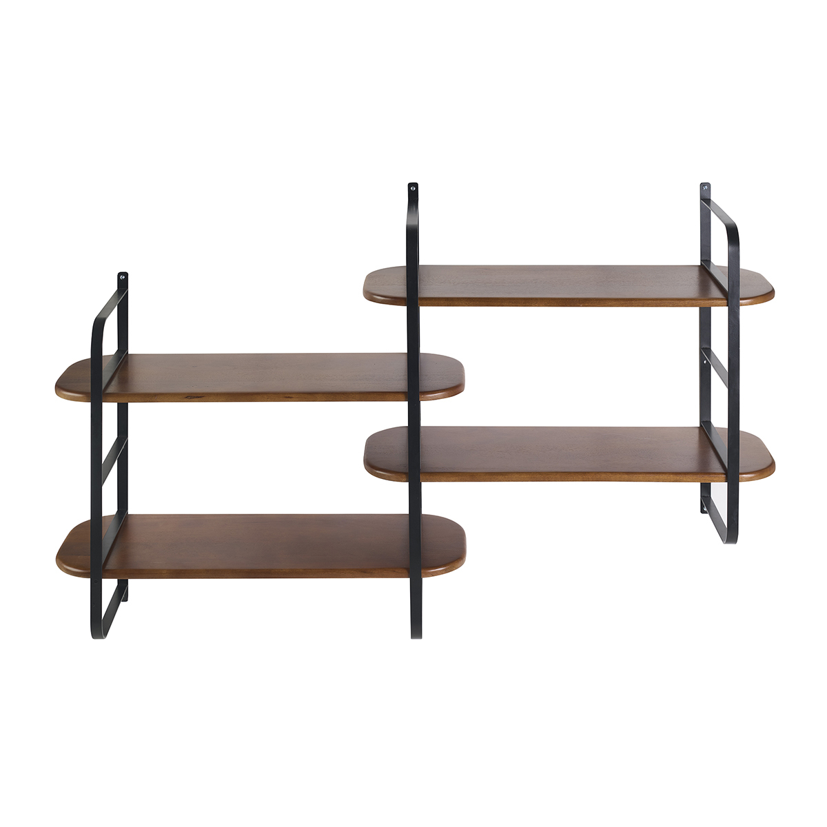 Étagère murale en bois manguier massif teinté et métal noir L122 cm AKINA Étagère murale en bois manguier massif teinté et métal noir L122 cm AKINA