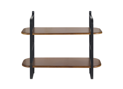 &Eacute;tag&egrave;re murale en bois manguier massif teint&eacute; et m&eacute;tal noir L70 cm AKINA
