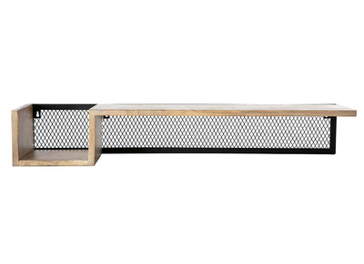 Étagère murale industrielle en bois manguier massif et métal noir L90 cm RACK