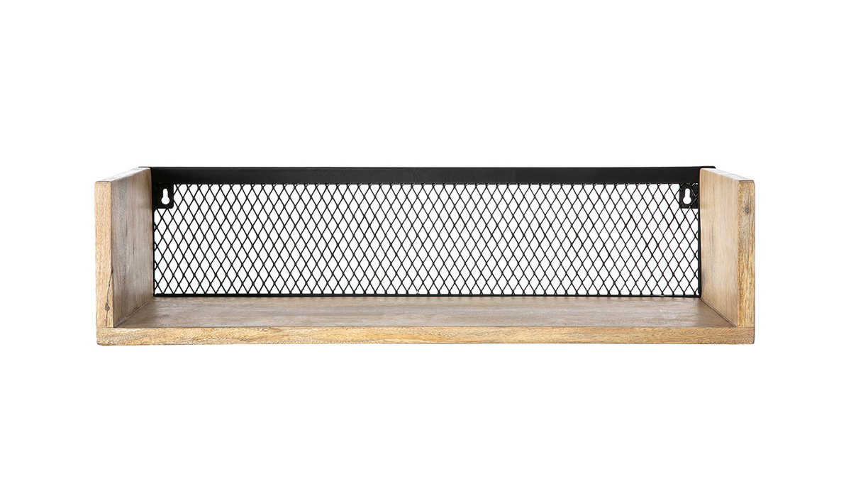 Étagère murale industrielle manguier massif et métal 60 cm RACK - Miliboo