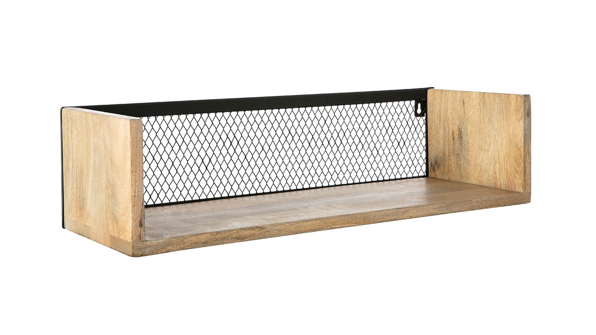 Étagère murale industrielle manguier massif et métal 60 cm RACK - Miliboo