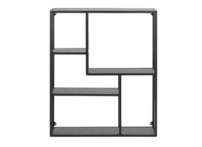 &Eacute;tag&egrave;re murale industrielle m&eacute;tal et bois noirs TRESCA