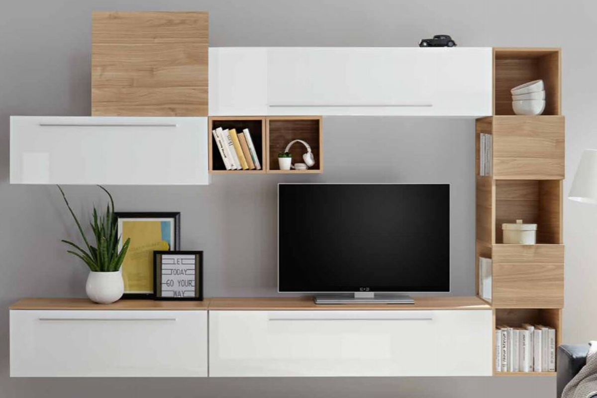 Etagre murale verticale finition bois clair 5 rangements L33 cm ETERNEL