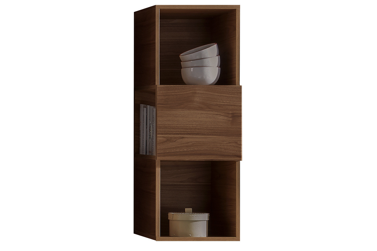 Etag�re murale verticale finition bois noyer 3 rangements L33 cm ETERNEL