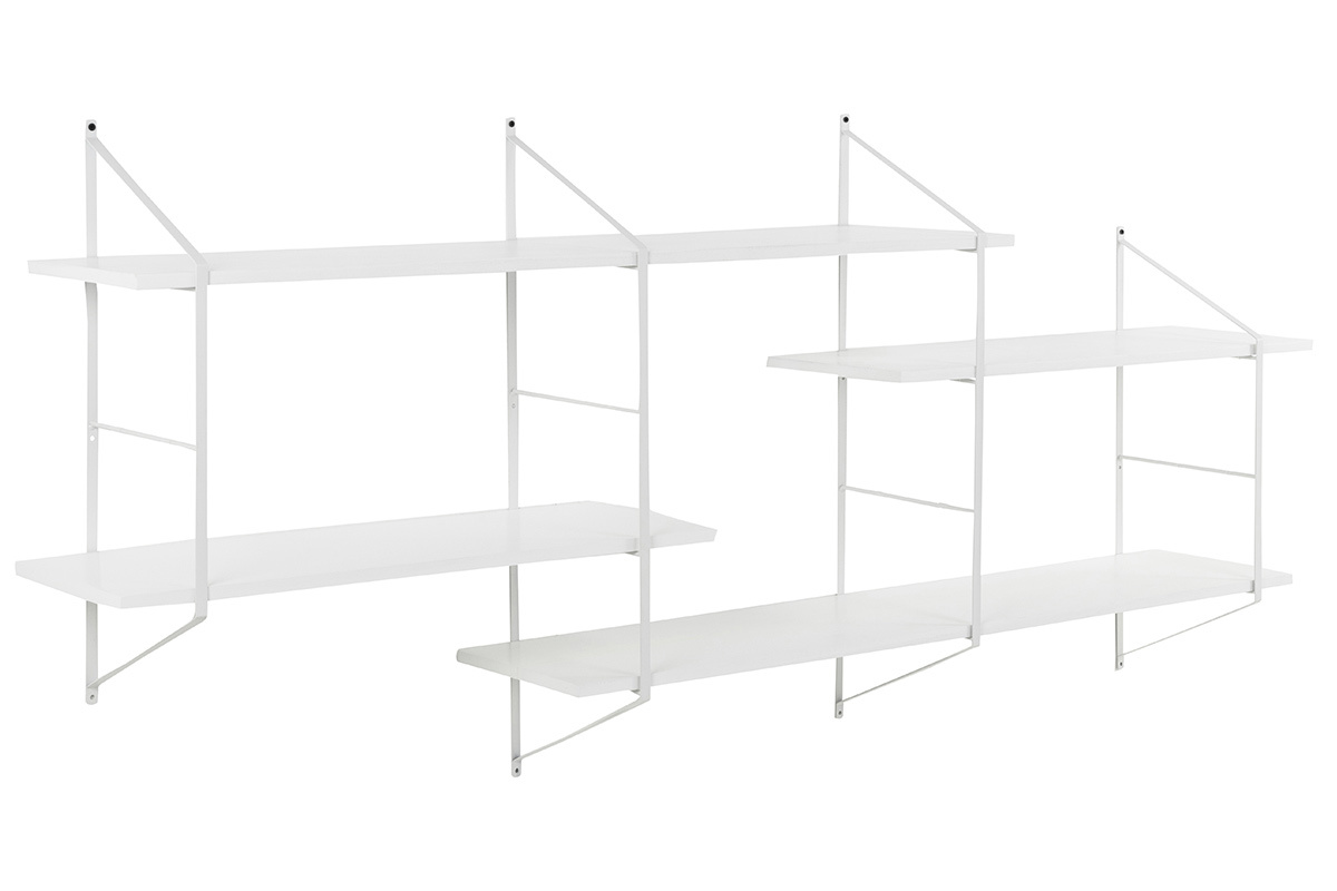 �tag�re murale XL bois blanc et m�tal BRIDGE