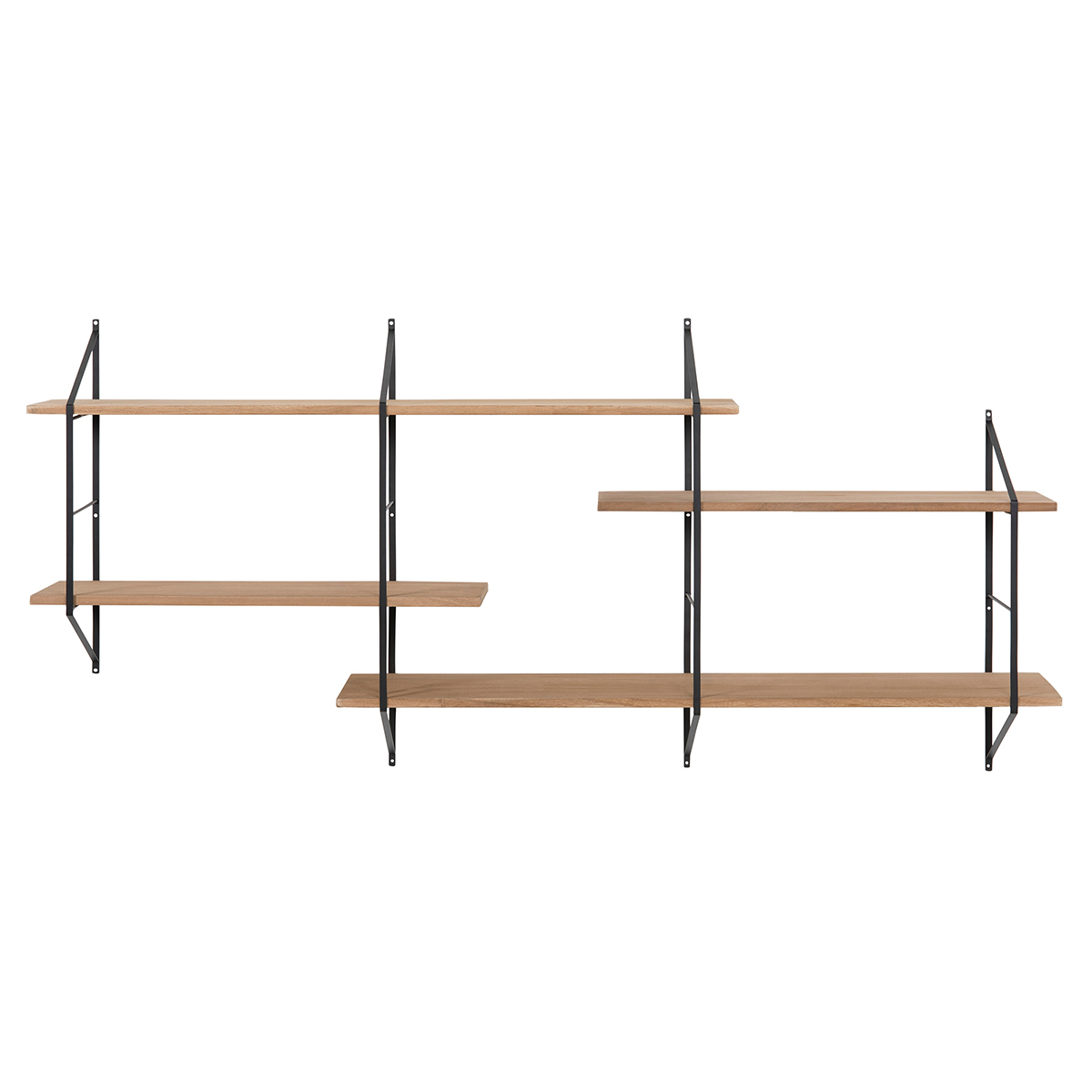 Etagère murale XL modulable en bois clair et métal noir L191 cm BRIDGE Etagère murale XL modulable en bois clair et métal noir L191 cm BRIDGE