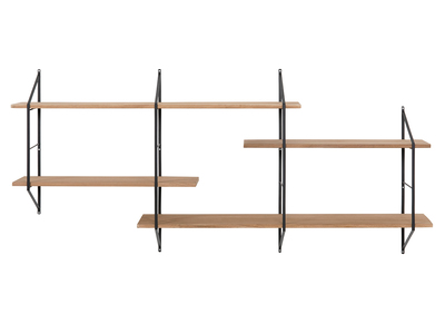 Etagère murale XL modulable en bois clair et métal noir L191 cm BRIDGE