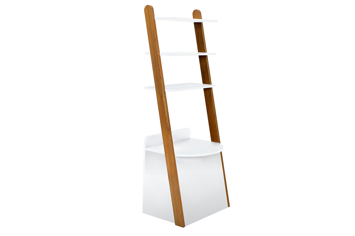 Etag�re scandinave avec coffre blanc et bois KIDDY