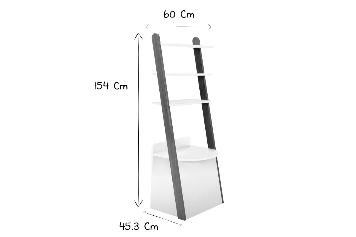 Etag�re scandinave avec coffre blanc et bois KIDDY