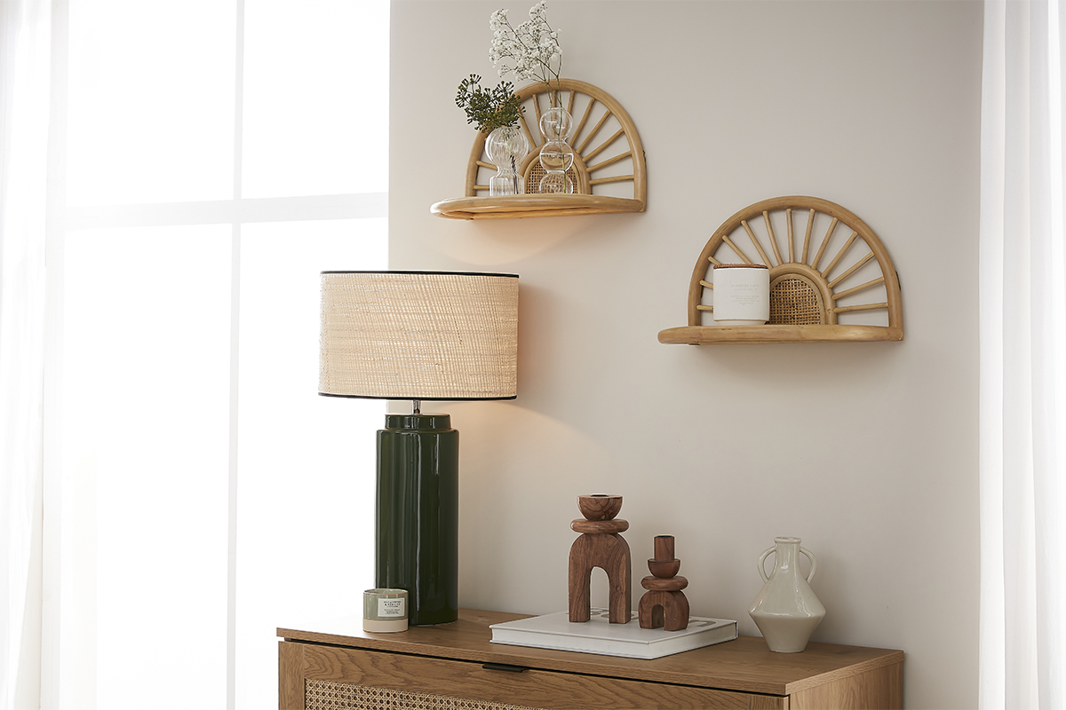 �tag�res murales en rotin naturel et cannage (lot de 2) BOW