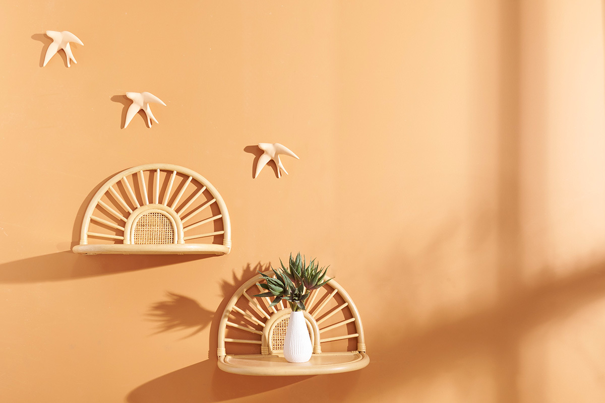 �tag�res murales en rotin naturel et cannage (lot de 2) BOW