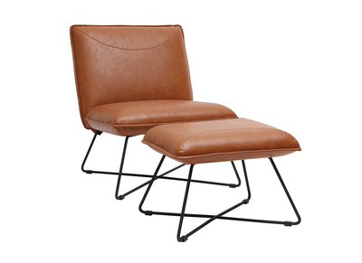 Fauteuil avec repose pied vintage marron PHILO