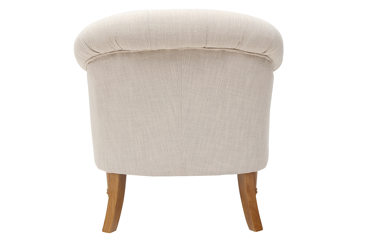 Fauteuil classique tissu coloris naturel pieds bois clair BALTHAZAR