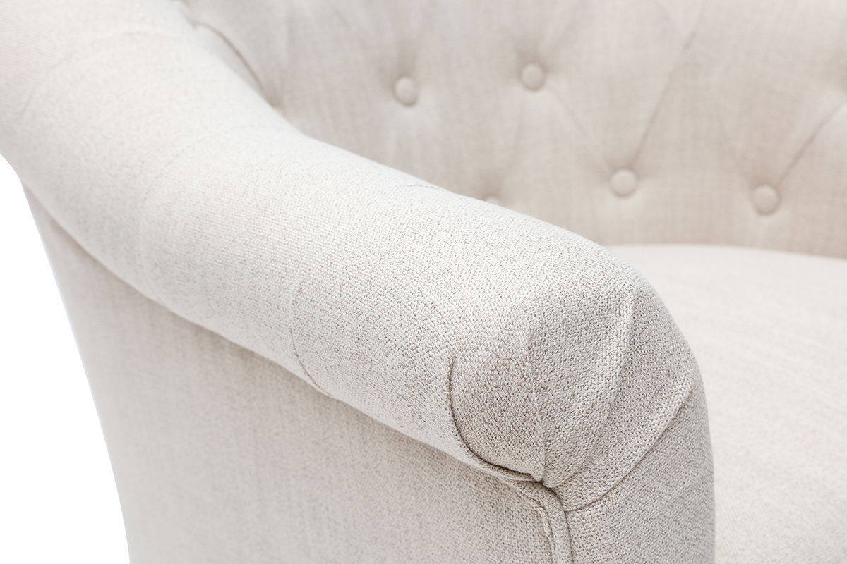 Fauteuil classique tissu coloris naturel pieds bois clair BALTHAZAR