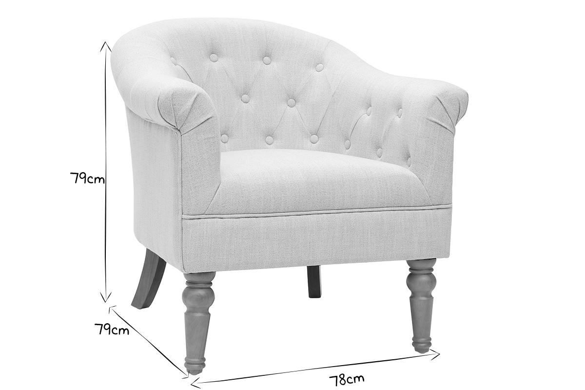 Fauteuil classique tissu coloris naturel pieds bois clair BALTHAZAR
