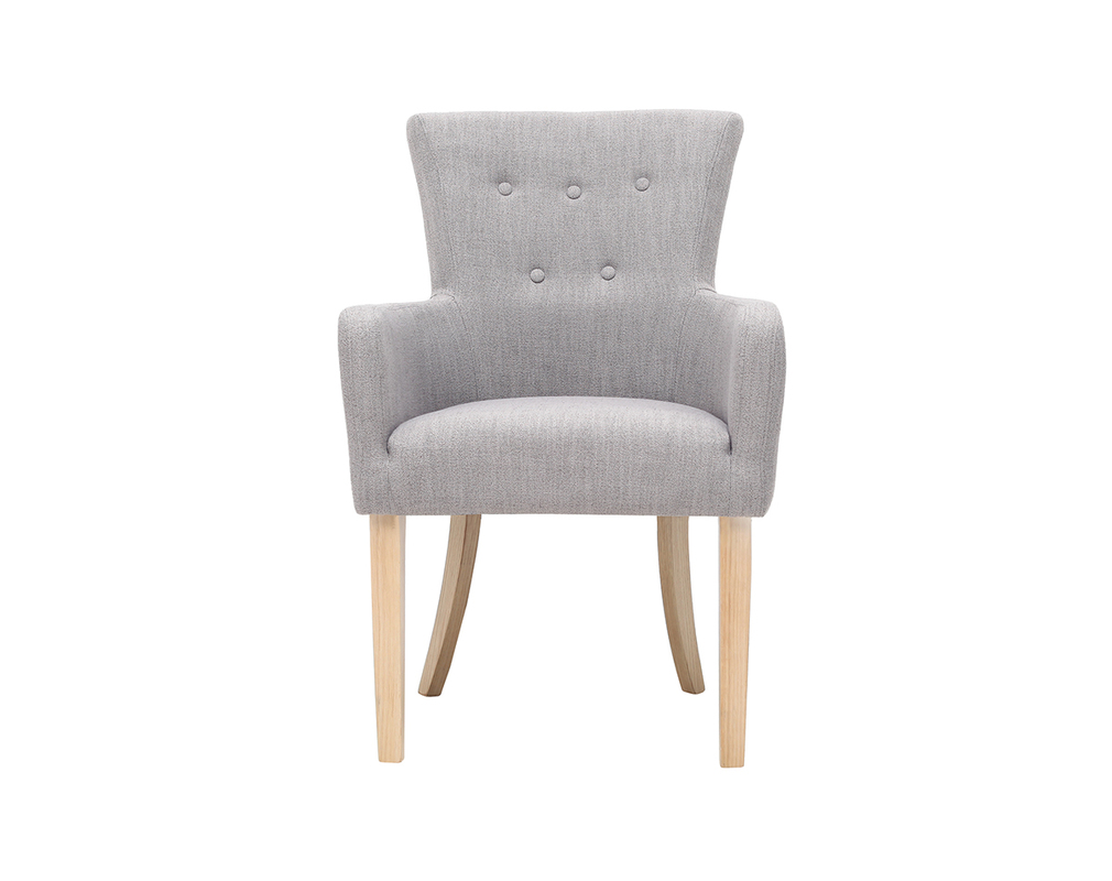 Fauteuil Classique Tissu Gris Clair Pieds Bois Clair Lazarre Miliboo