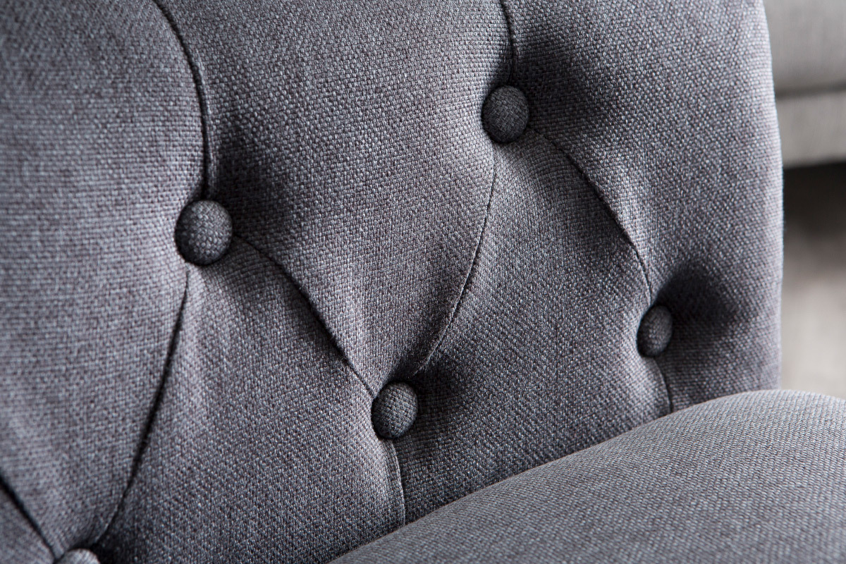 Fauteuil classique tissu gris fonc� pieds bois BALTHAZAR