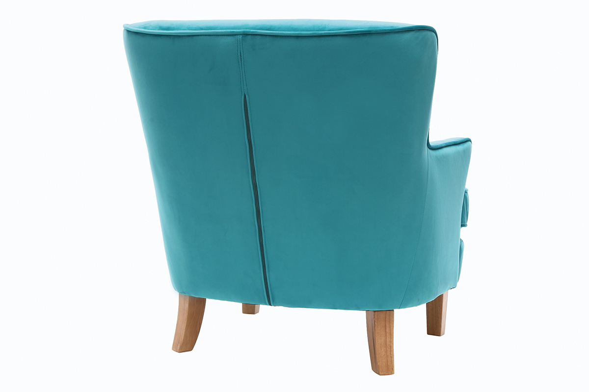 Fauteuil classique velours bleu azur CEZANNE