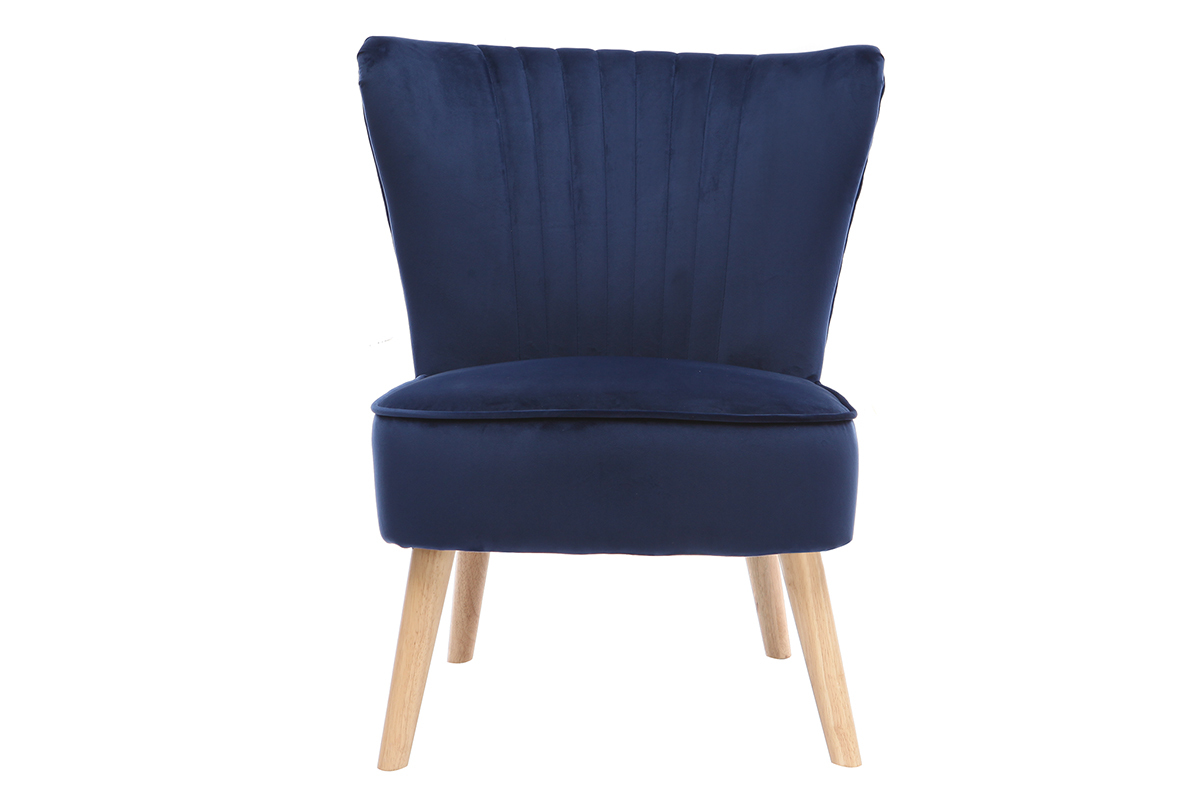 Fauteuil classique velours bleu fonc� ZOLA
