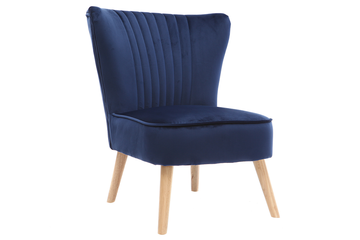 Fauteuil classique velours bleu fonc� ZOLA
