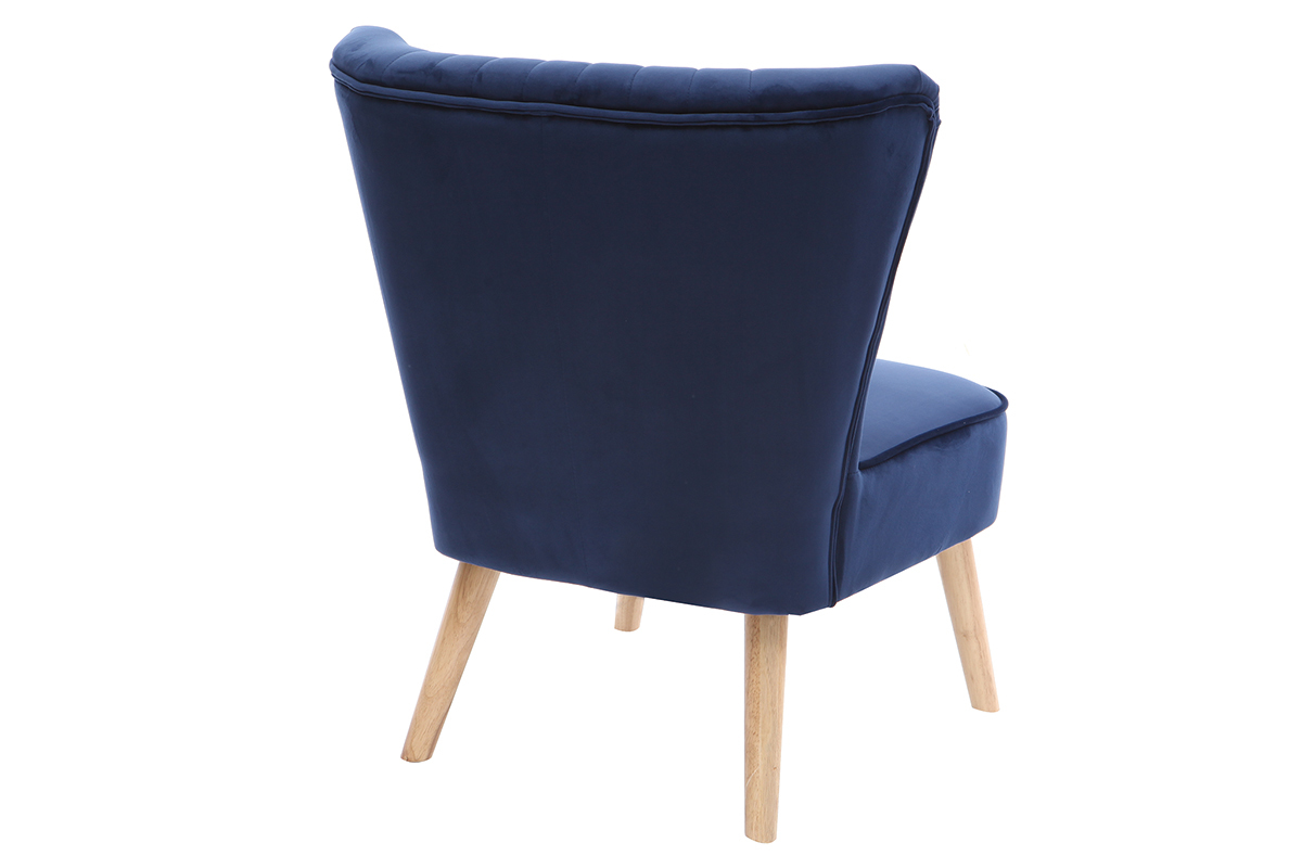Fauteuil classique velours bleu fonc� ZOLA
