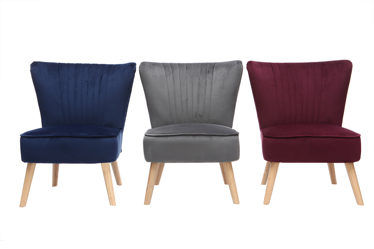 Fauteuil classique velours bleu fonc� ZOLA