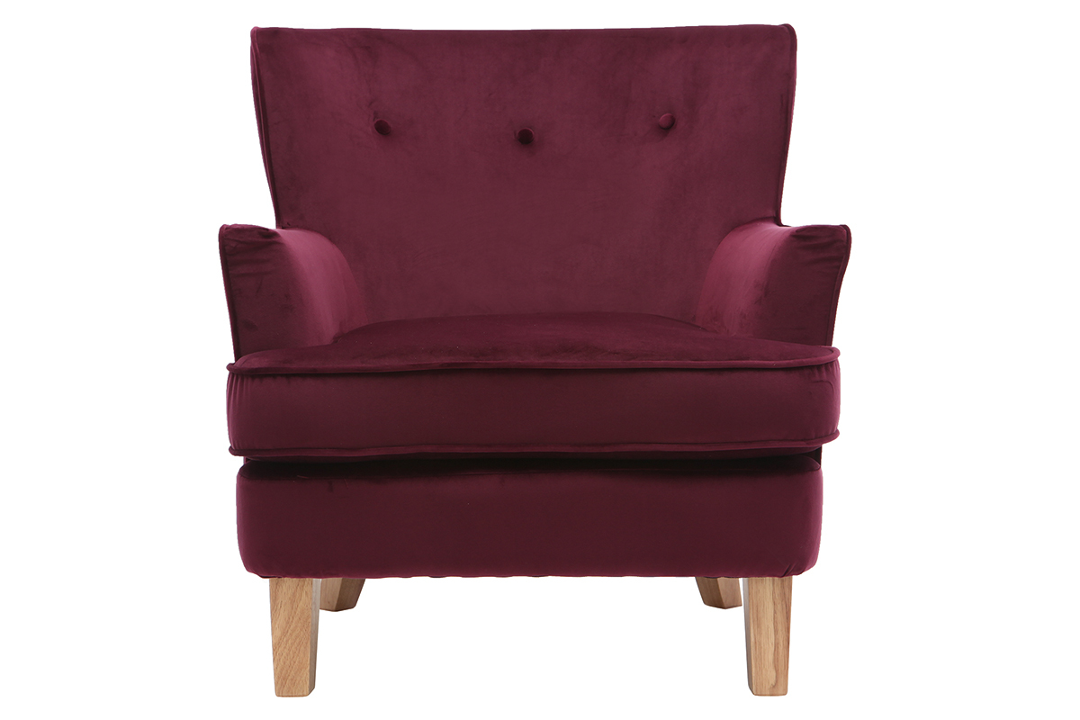 Fauteuil classique velours bordeaux CEZANNE