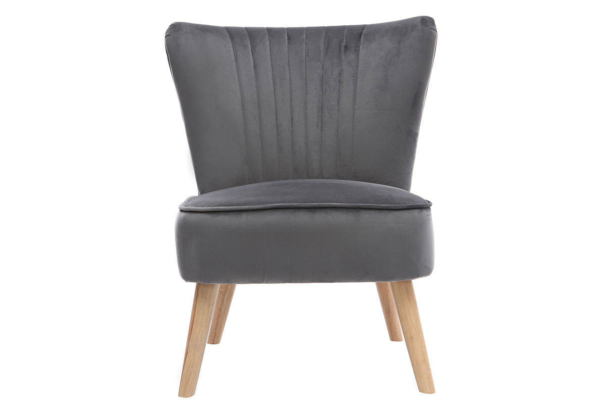 Fauteuil classique velours gris fonc ZOLA
