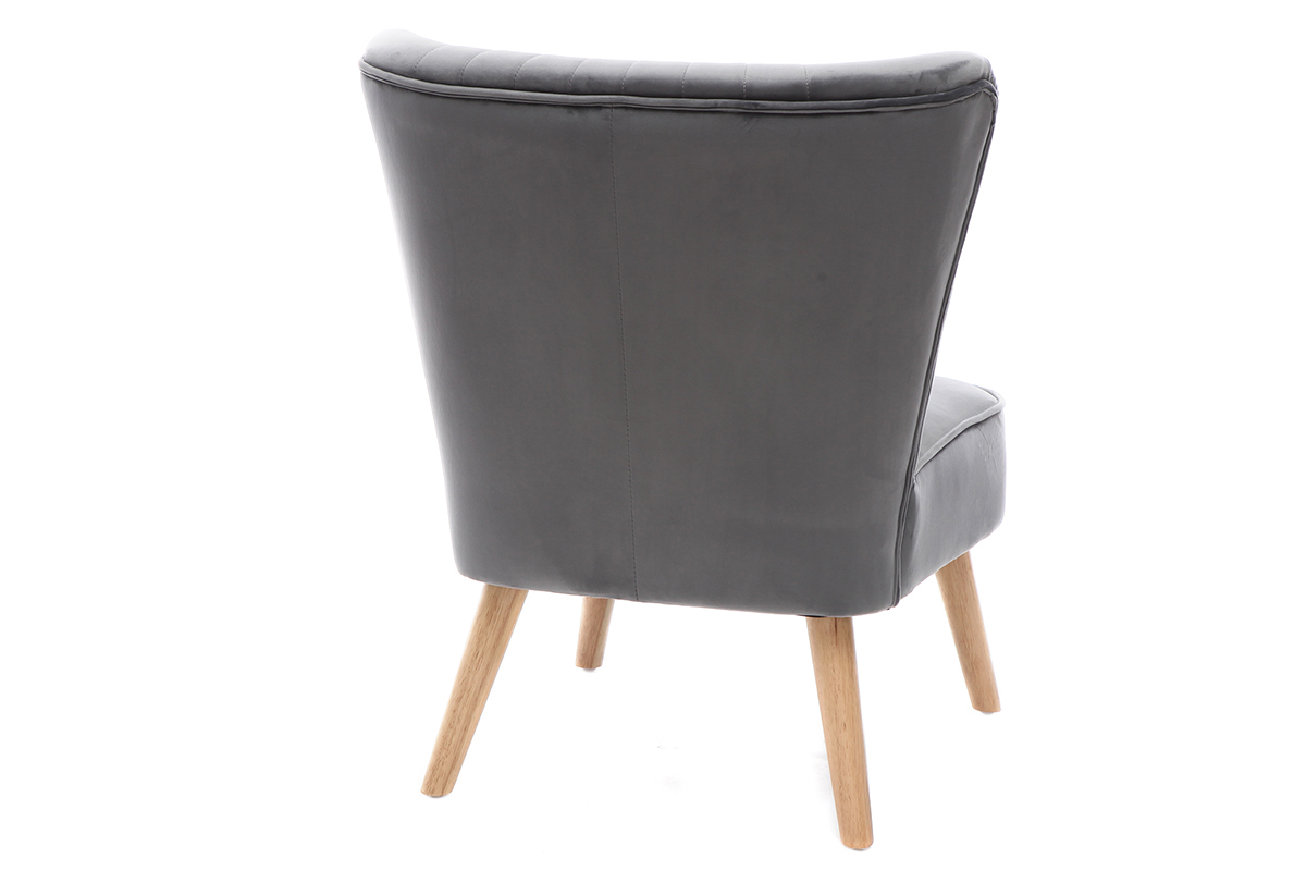 Fauteuil classique velours gris fonc ZOLA