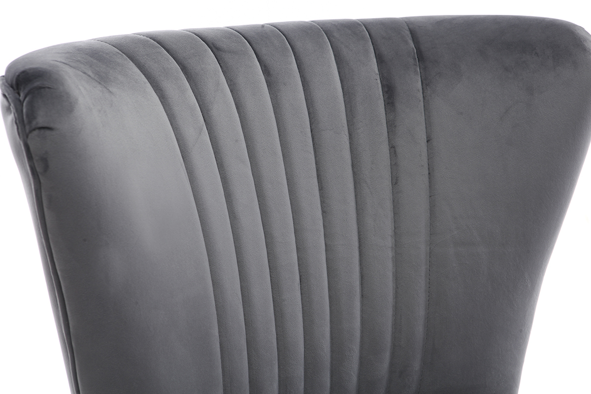 Fauteuil classique velours gris fonc ZOLA
