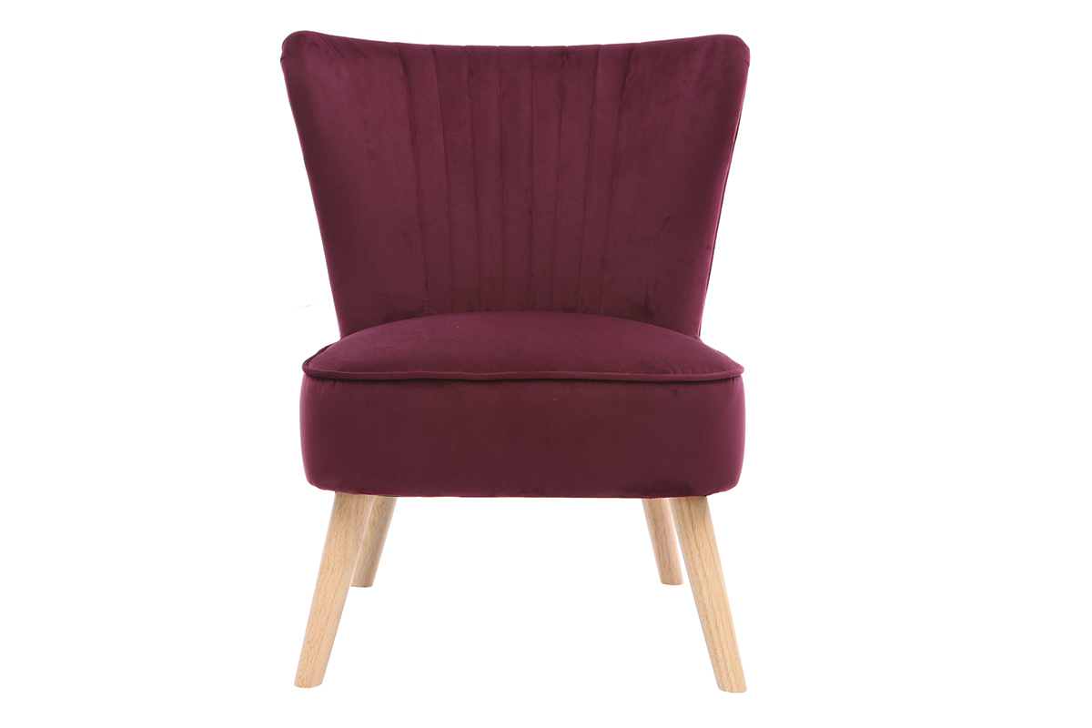 Fauteuil classique velours prune ZOLA