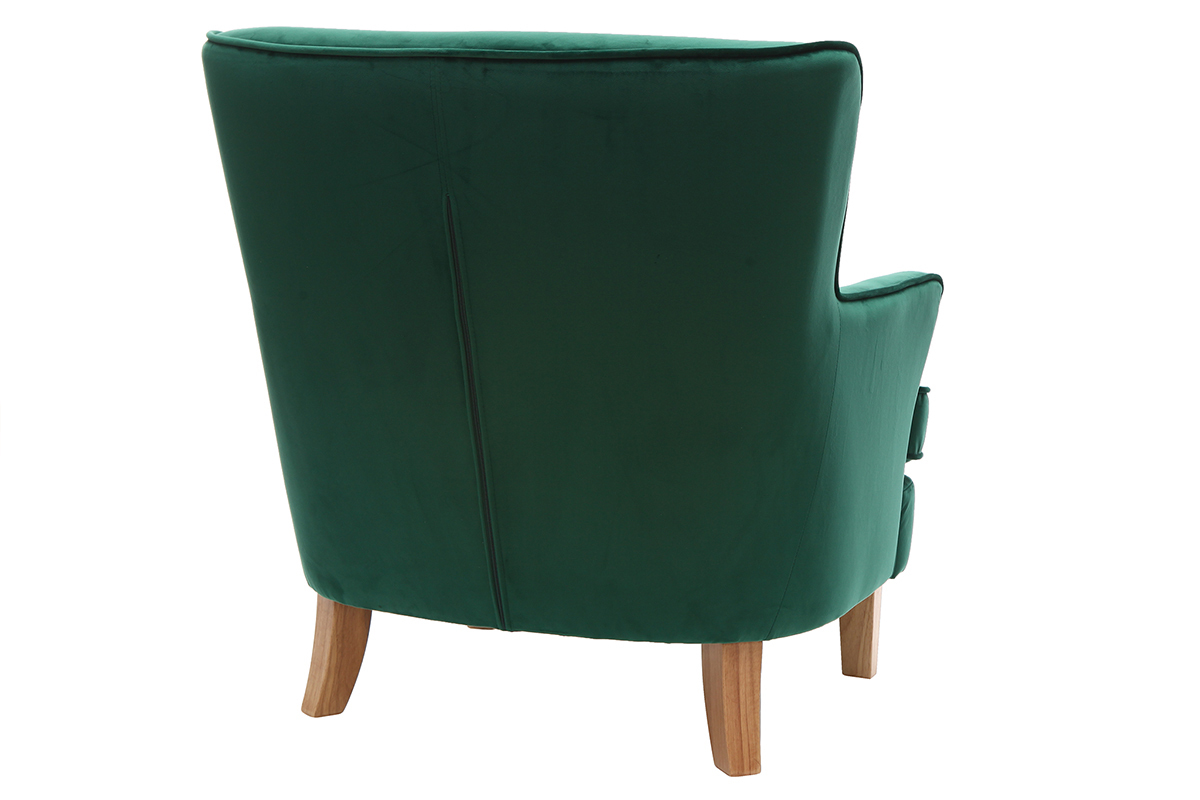 Fauteuil classique velours vert �meraude CEZANNE