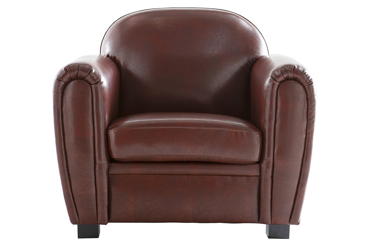 Fauteuil Club cuir marron clair - cuir de vachette