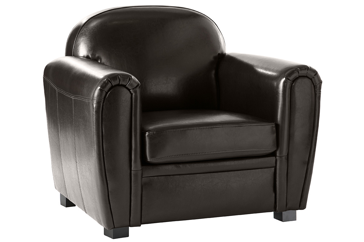Fauteuil Club cuir marron fonc� - cuir de vachette