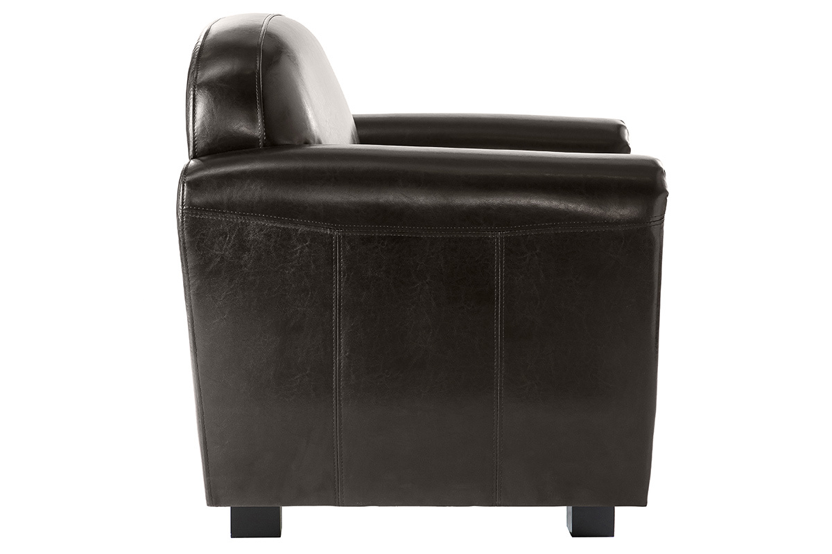 Fauteuil Club cuir marron fonc� - cuir de vachette