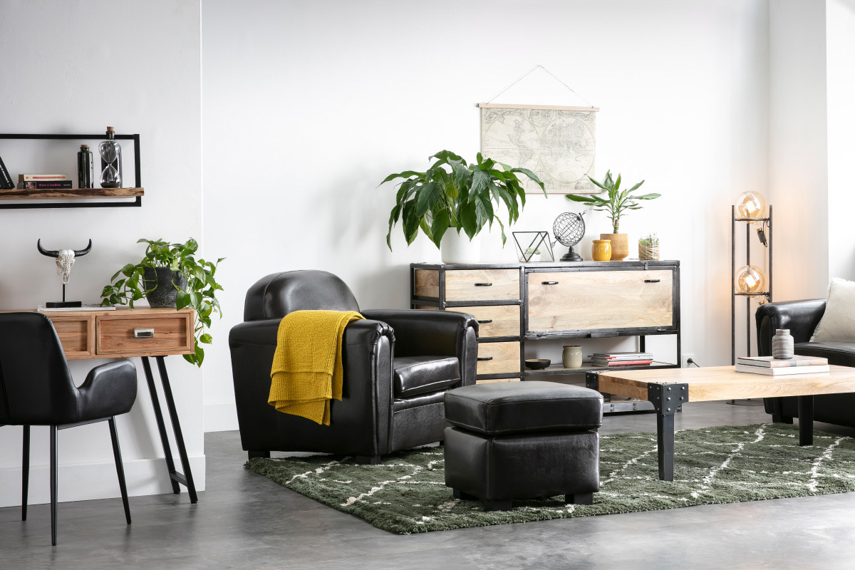 Fauteuil Club cuir marron fonc� - cuir de vachette