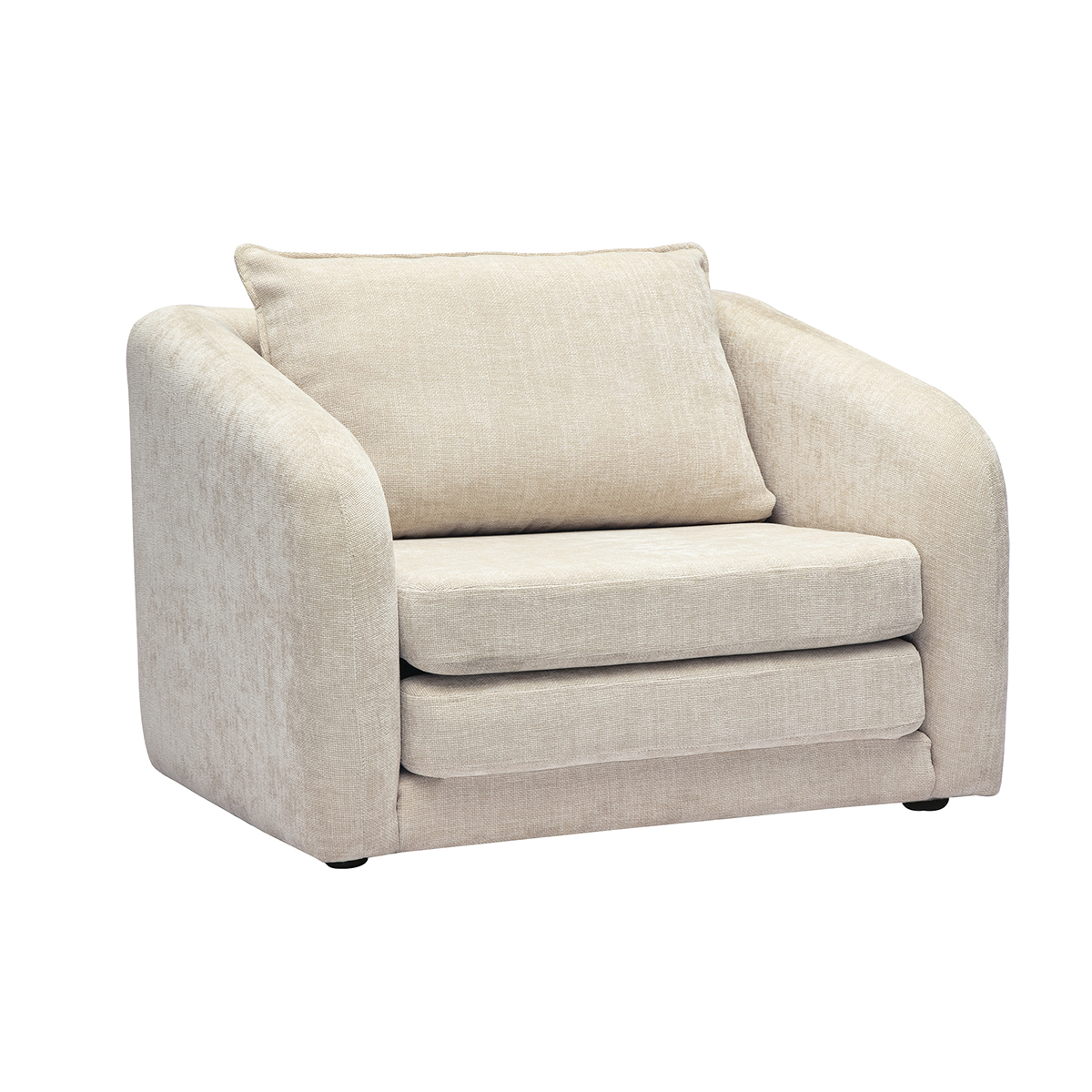Fauteuil convertible en tissu effet velours texturé beige MAHAUT Fauteuil convertible en tissu effet velours texturé beige MAHAUT