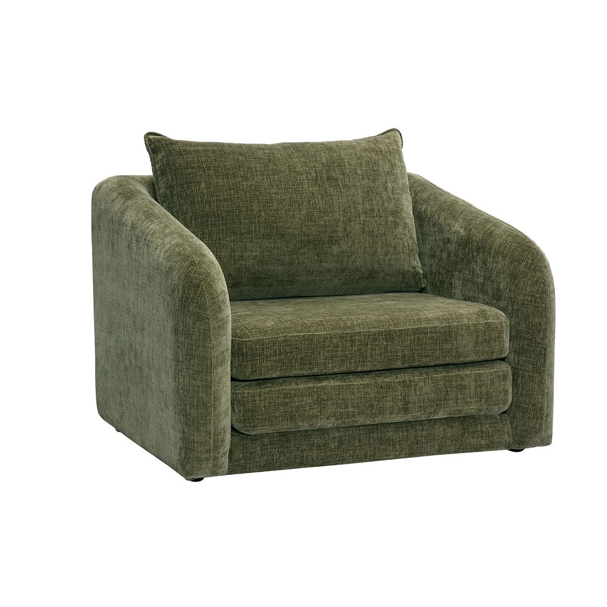 Fauteuil convertible en tissu effet velours texturé vert kaki MAHAUT Fauteuil convertible en tissu effet velours texturé vert kaki MAHAUT
