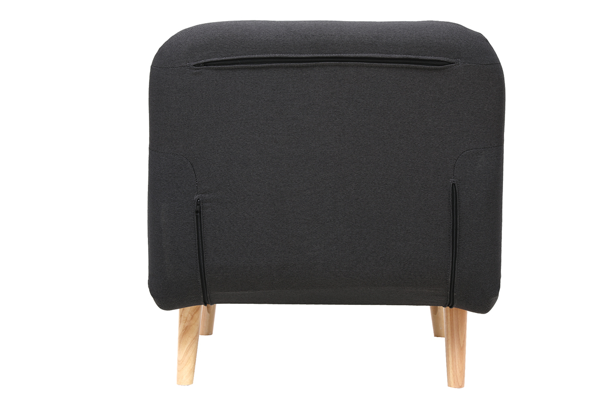 Fauteuil convertible scandinave en tissu gris fonc et bois clair AMIKO