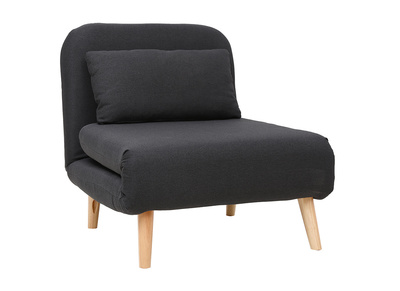 Fauteuil convertible scandinave en tissu gris foncé et bois clair AMIKO