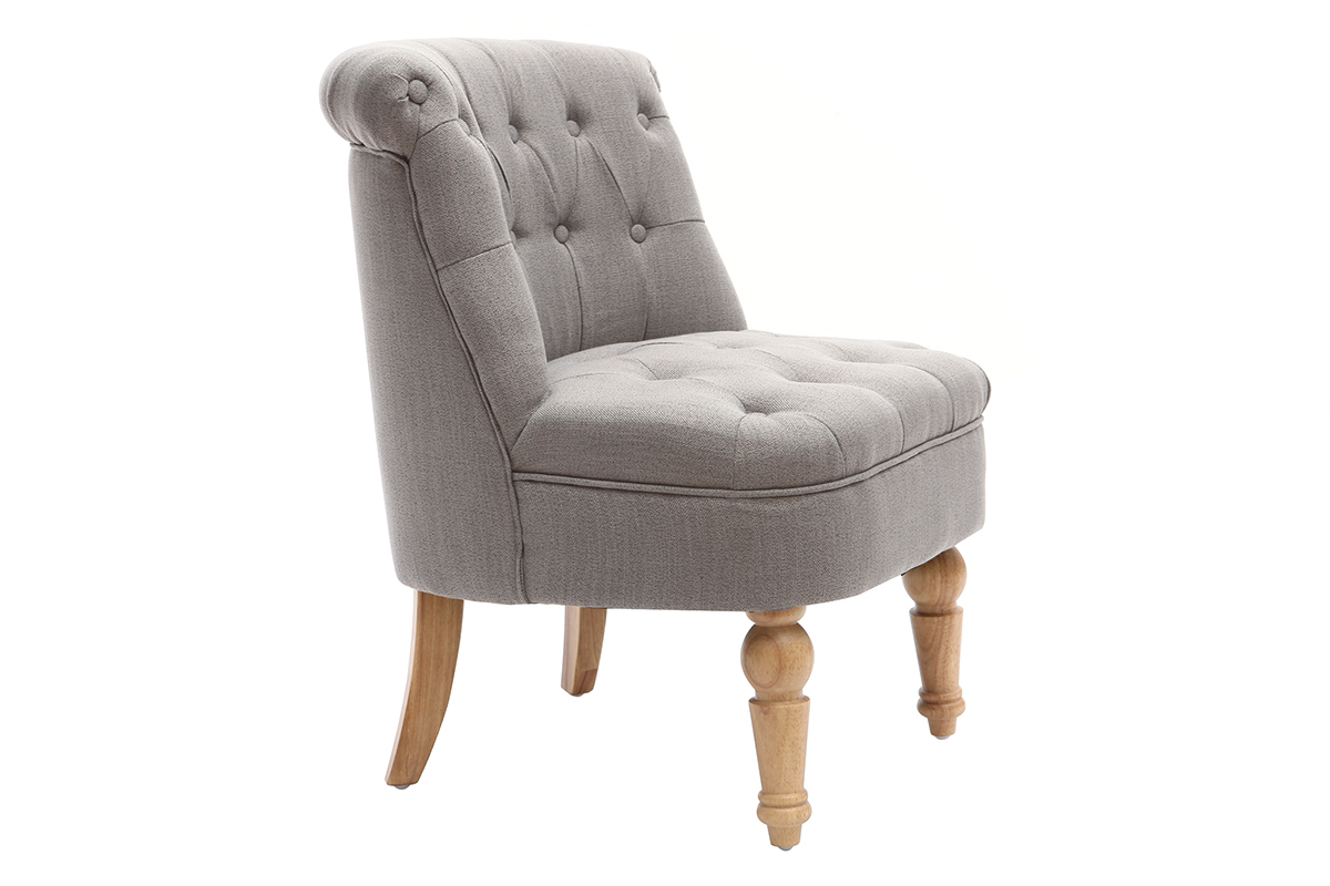 Fauteuil crapaud classique tissu gris clair ODEON